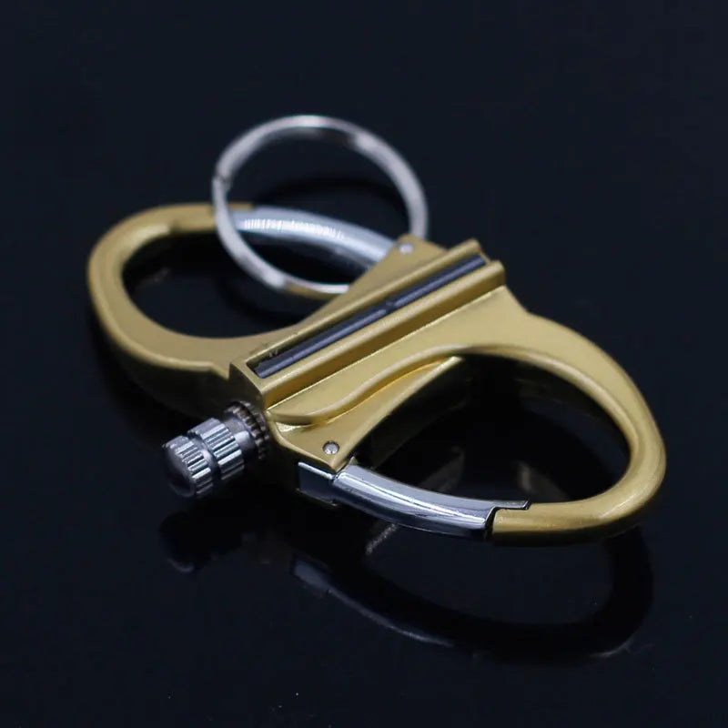 Refillable Windproof Oil Lighter Keychain with Carabiner — Sleek Metal Pendant for Outdoor Use