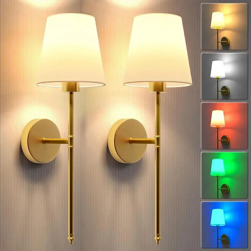 Vintage-Style Wall Lamp – RGB Dimmable LED, Remote Control, No Wiring Needed