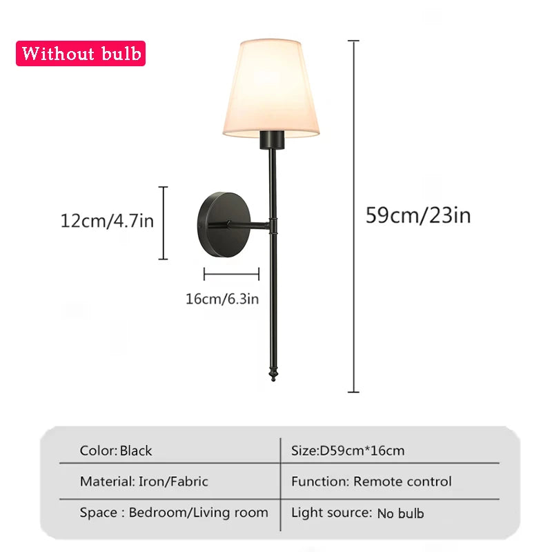 Vintage-Style Wall Lamp – RGB Dimmable LED, Remote Control, No Wiring Needed