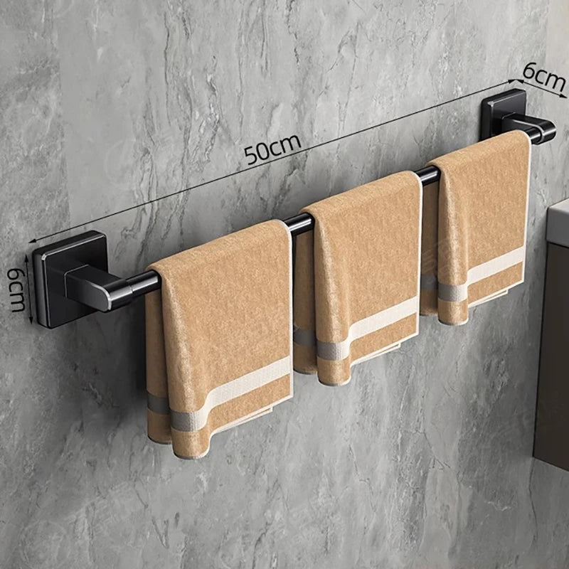 Aluminum Wall-Mounted Shower Towel Rack — Space‑Saving, Multifunctional Bathroom Organiser