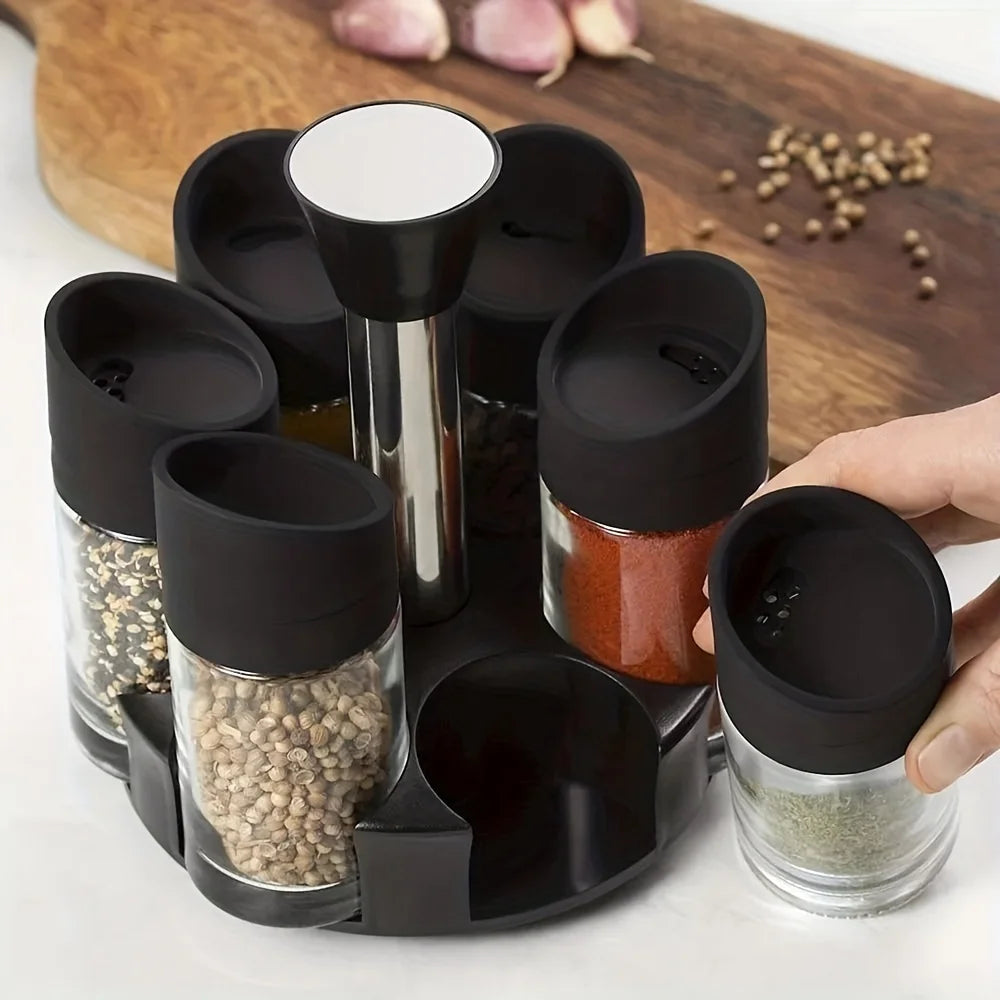 Modern 6-Jar Rotating Spice Rack — Sleek Countertop Organiser