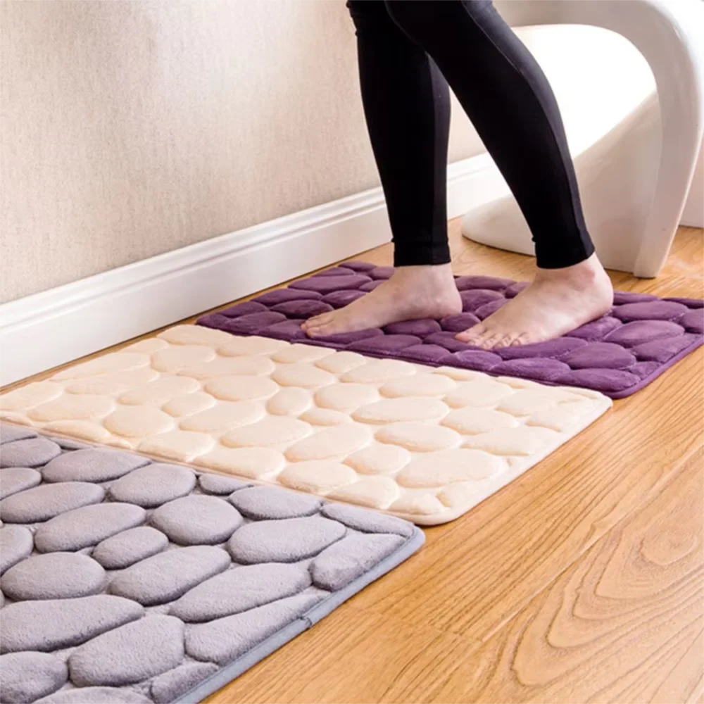 Cobblestone Bath Mat — Non-Slip, Fast-Dry Microfiber Rug