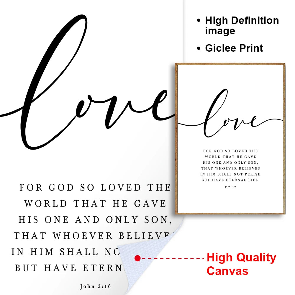 Scripture Canvas Prints — Faith, Hope, Love Wall Art for Modern Living Rooms