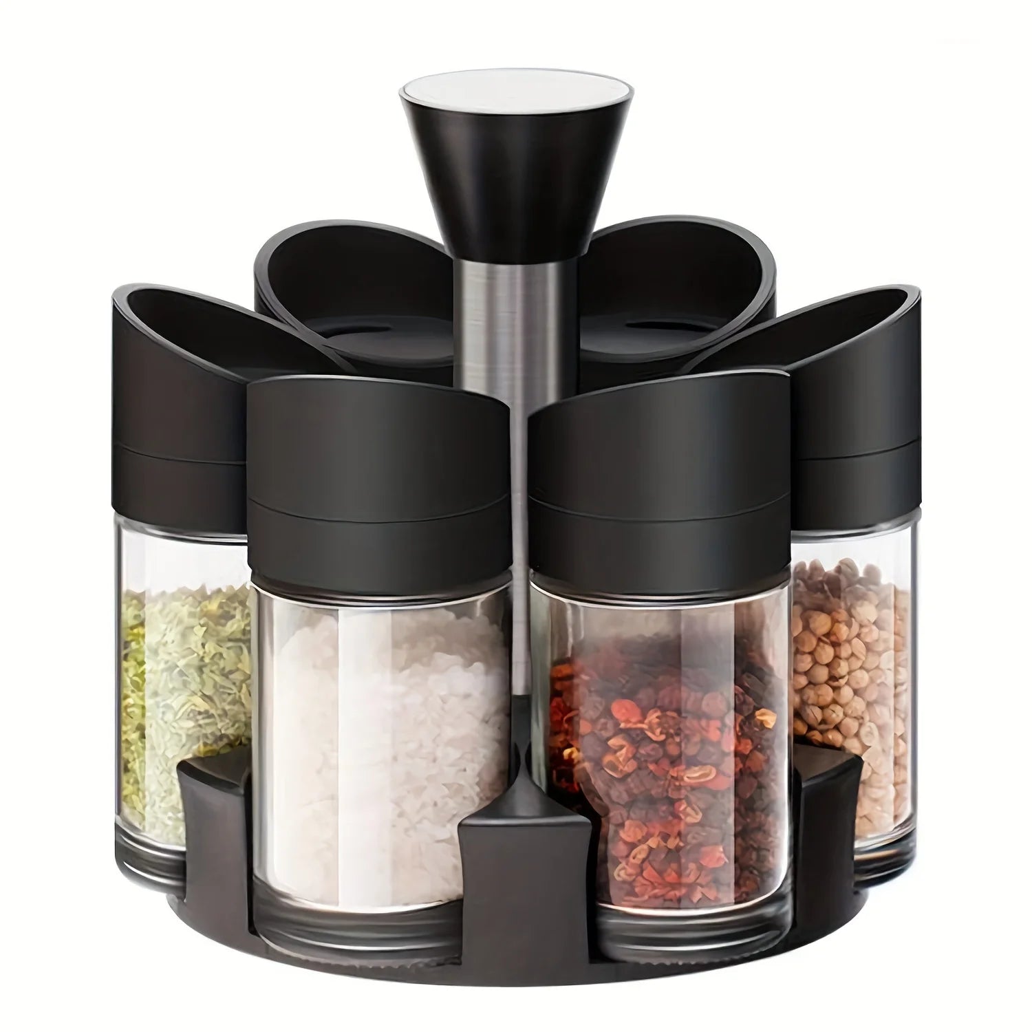 Modern 6-Jar Rotating Spice Rack — Sleek Countertop Organiser