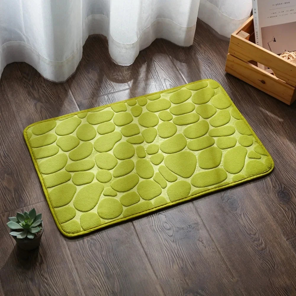 Cobblestone Bath Mat — Non-Slip, Fast-Dry Microfiber Rug