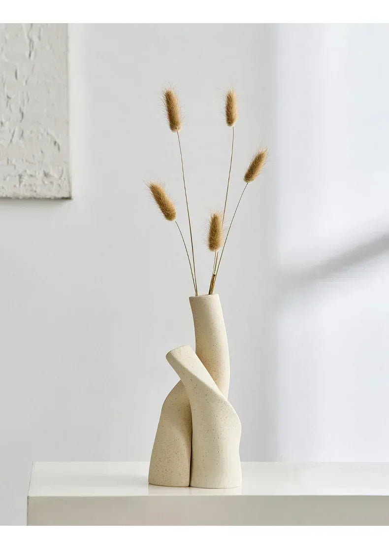Desktop Vase, Handmade Frosted Ceramic, Irregular Shape For Dried Flowers And Hydroponics