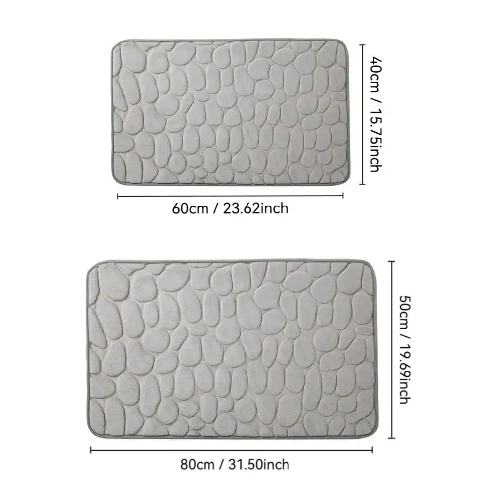 Cobblestone Bath Mat — Non-Slip, Fast-Dry Microfiber Rug