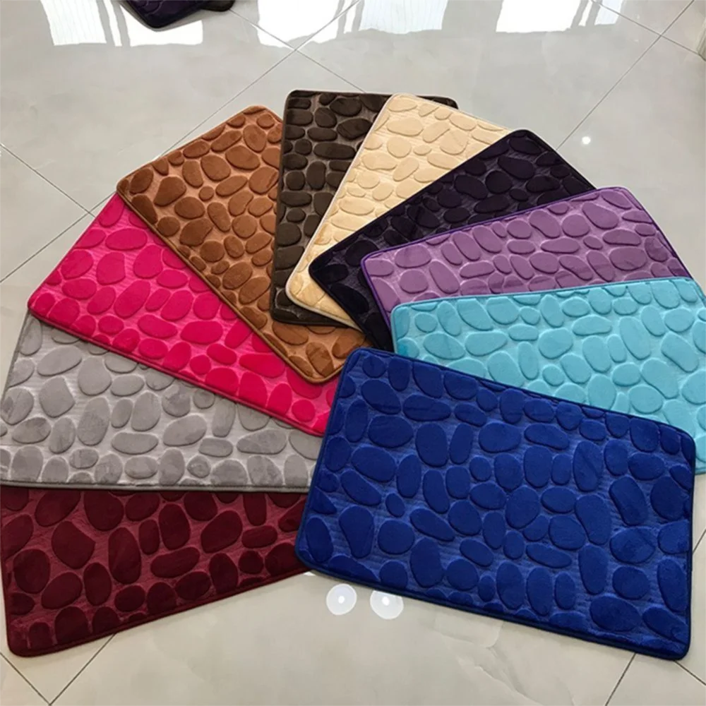 Cobblestone Bath Mat — Non-Slip, Fast-Dry Microfiber Rug