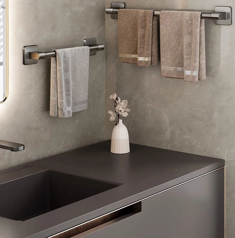 Aluminum Wall-Mounted Shower Towel Rack — Space‑Saving, Multifunctional Bathroom Organiser