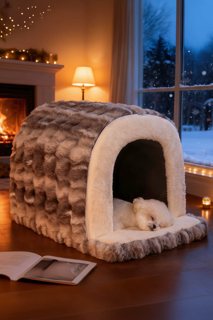 Cozy Cave Pet Bed – Large Winter Nest for Cats & Small Dogs
