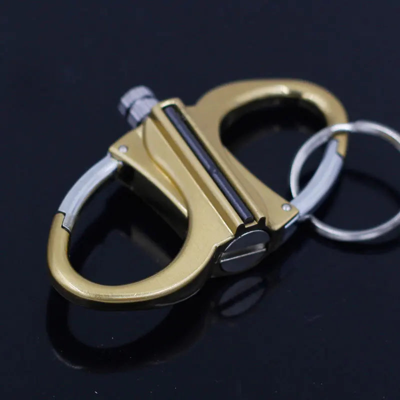 Refillable Windproof Oil Lighter Keychain with Carabiner — Sleek Metal Pendant for Outdoor Use