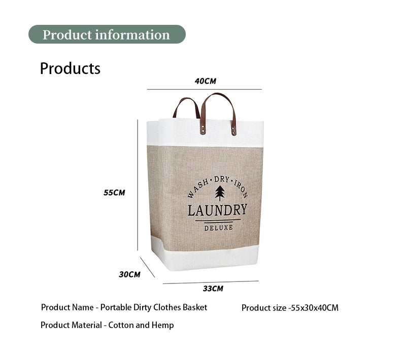 Oversized Collapsible Fabric Laundry Hamper — Breathable High-Capacity Storage Basket for Modern Homes