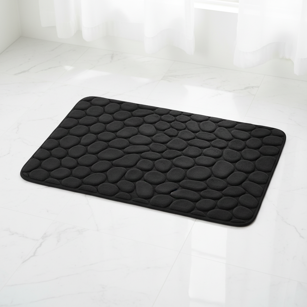 Cobblestone Bath Mat — Black
