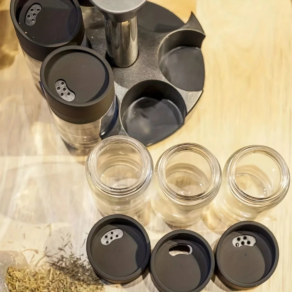 Modern 6-Jar Rotating Spice Rack — Sleek Countertop Organiser