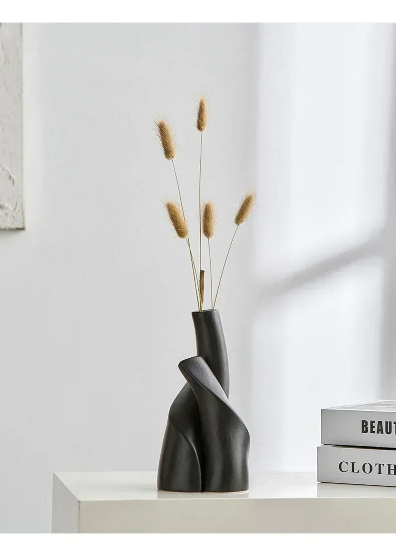 Desktop Vase, Handmade Frosted Ceramic, Irregular Shape For Dried Flowers And Hydroponics