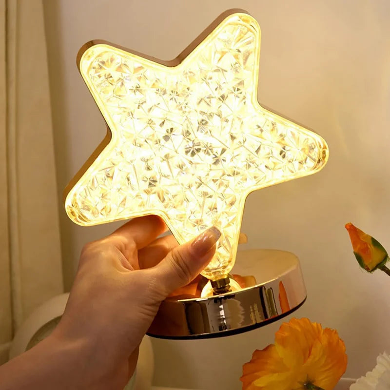 Bedside Night Light With 3-Colour Touch Dimmer And Moon And Stars Projection