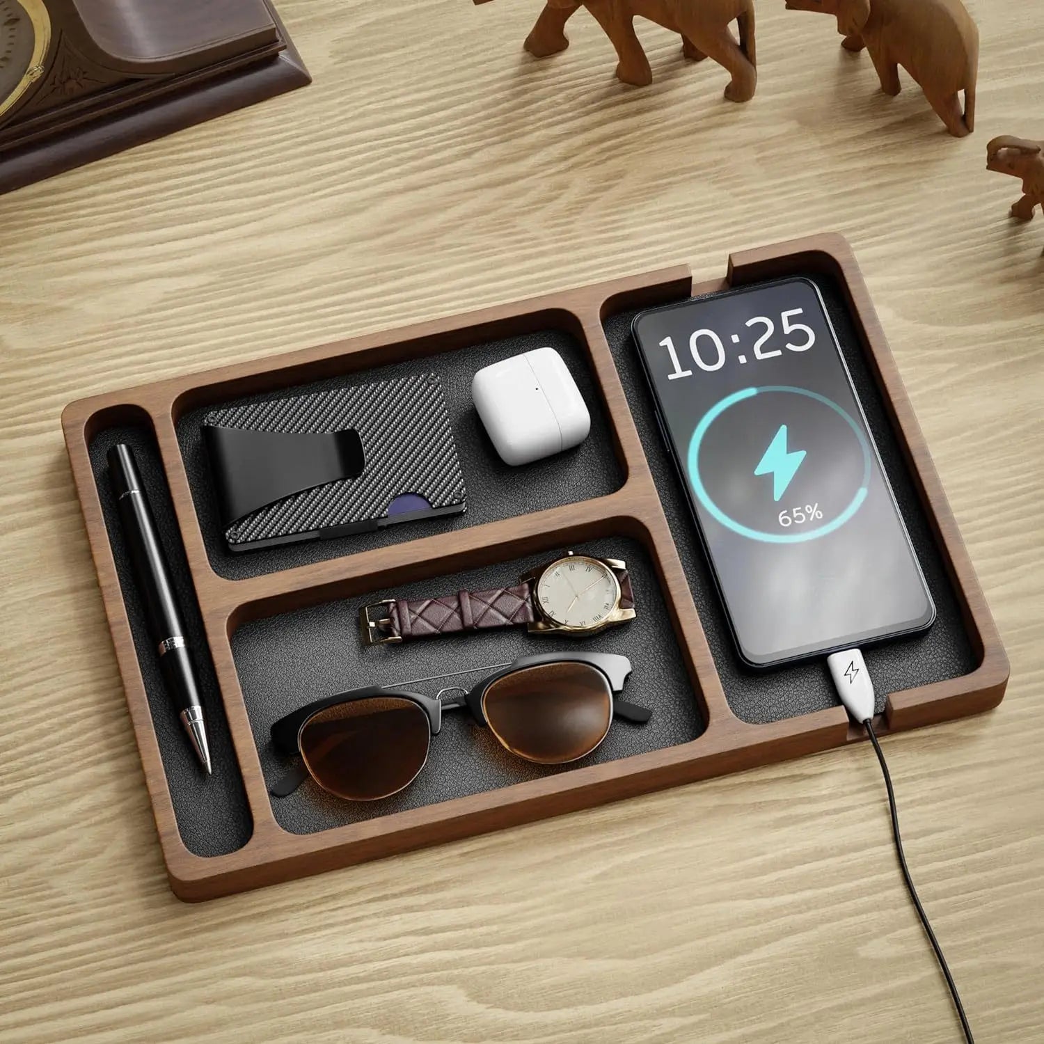 ZeniTray™ Wooden Catchall Tray — Desk & Bedside Organiser