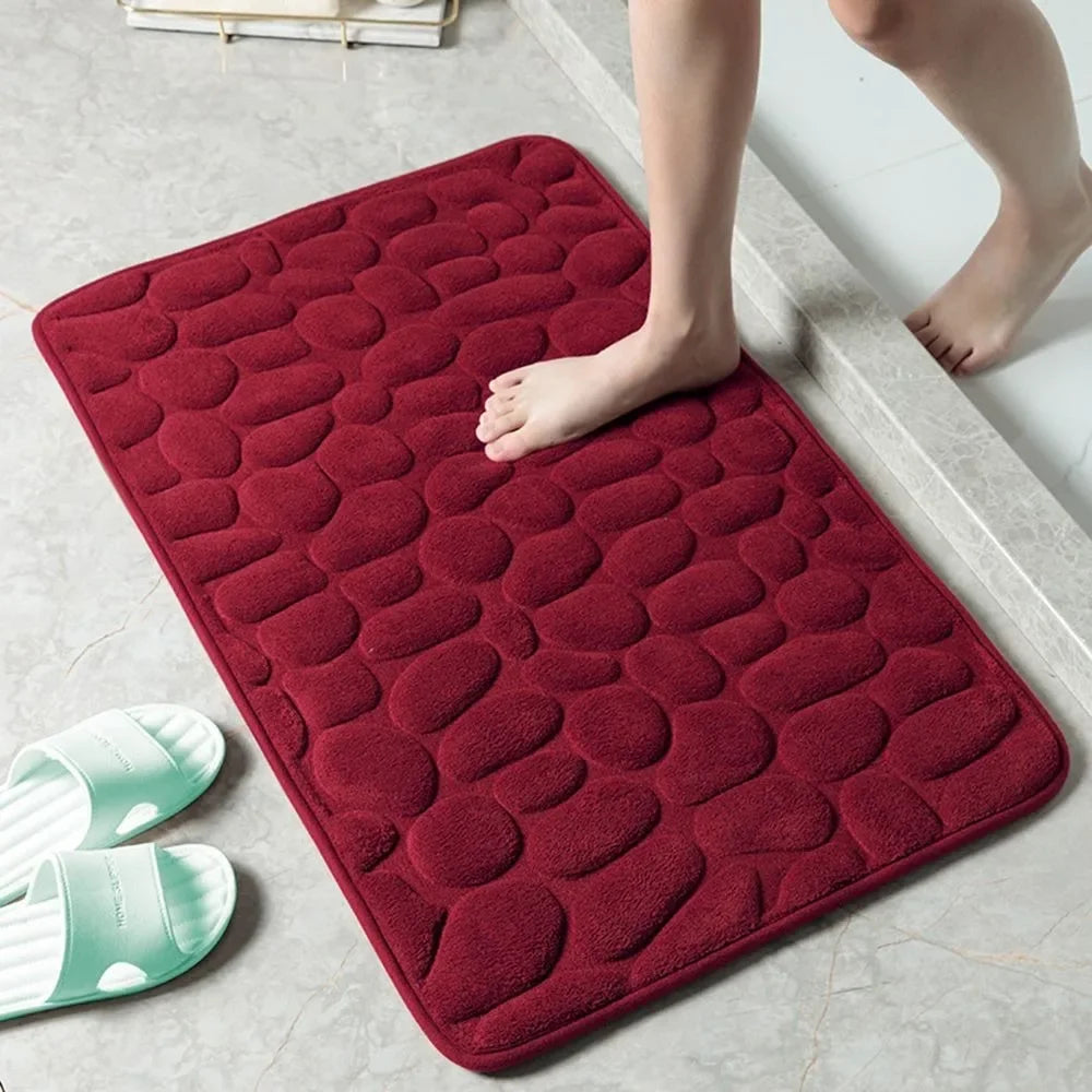 Cobblestone Bath Mat — Non-Slip, Fast-Dry Microfiber Rug