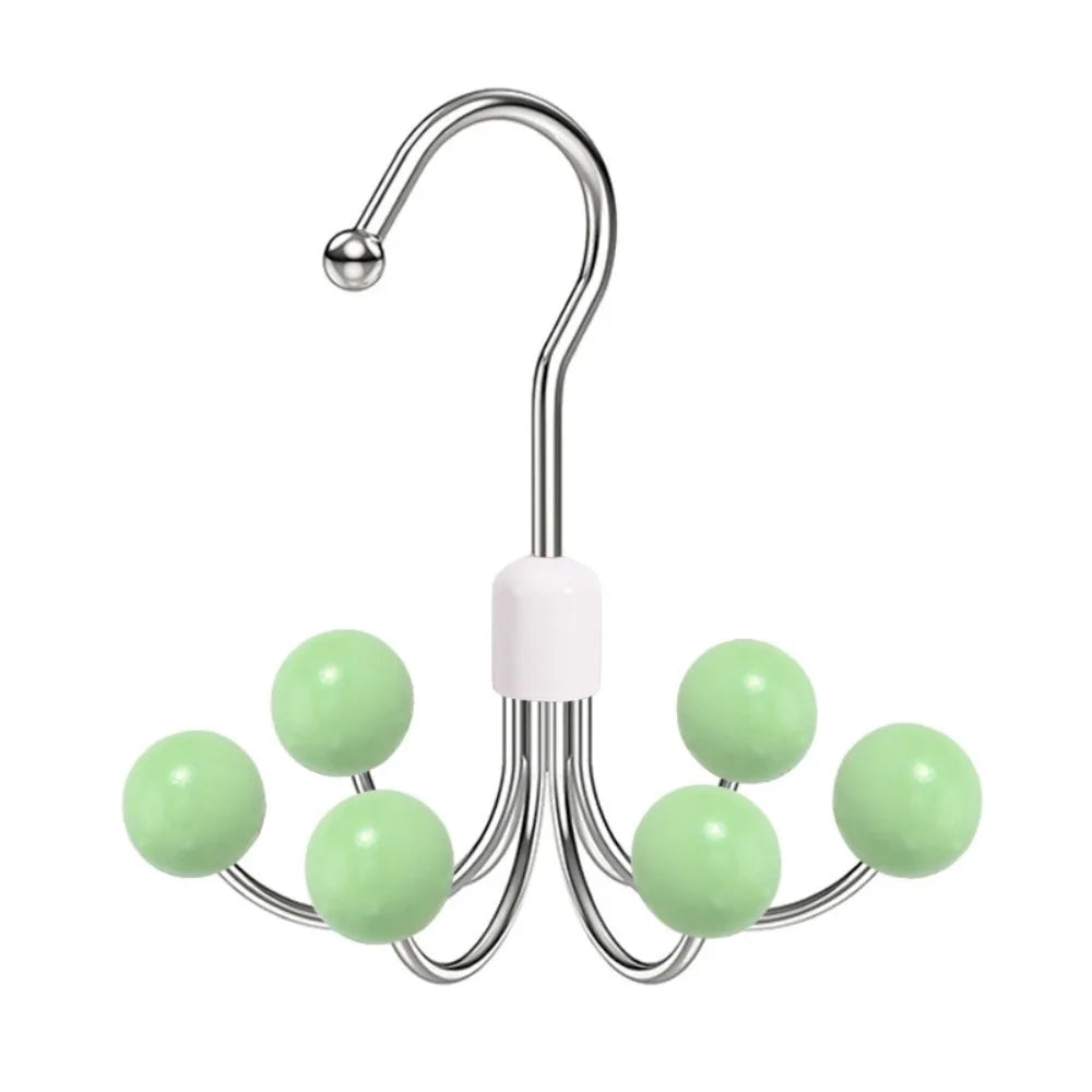 360° Rotating 6‑Claw Wooden‑Ball Clothing Organiser Hook — Space‑Saving Multipurpose Hanger for Scarves, Garments and Accessories