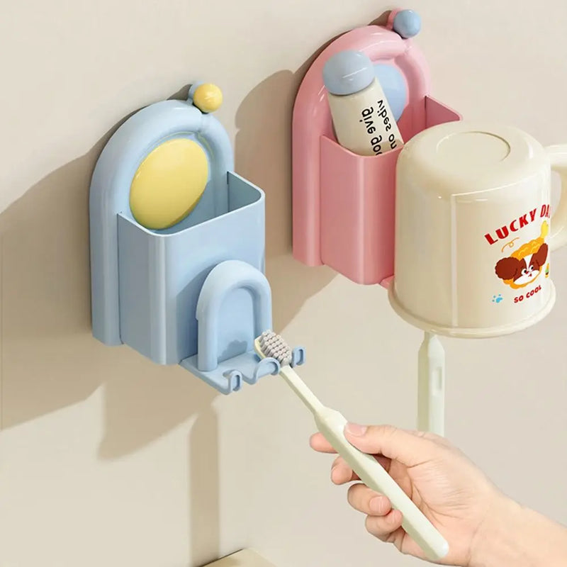 Sleek No-Drill Suction Toothbrush & Toothpaste Organiser