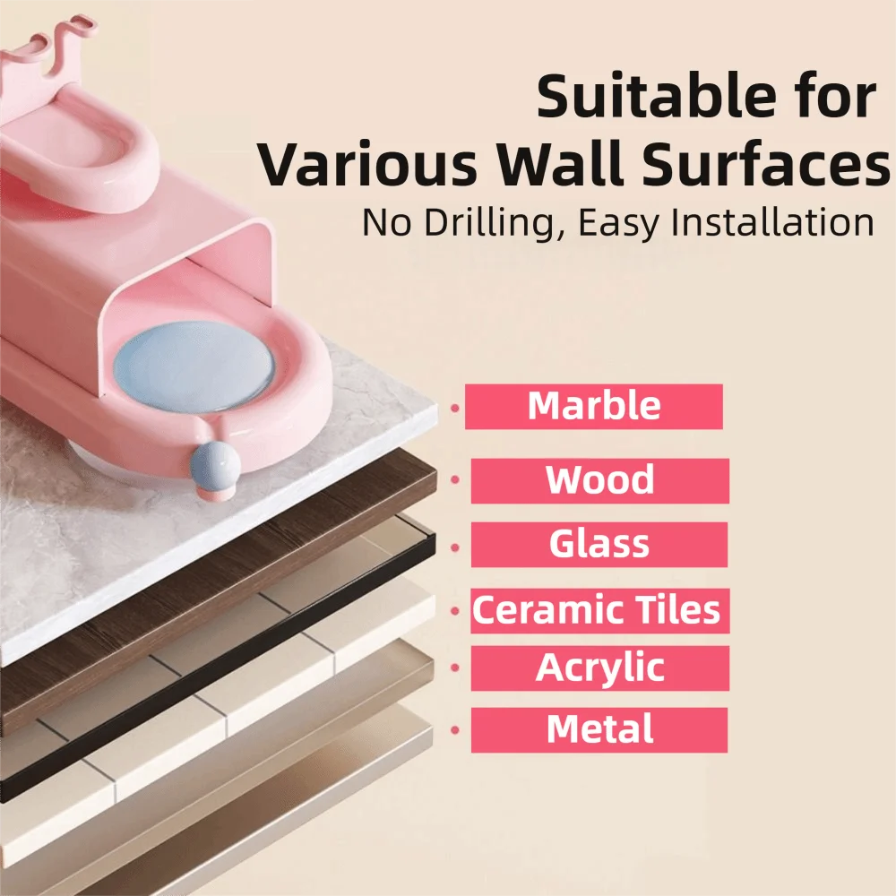 Sleek No-Drill Suction Toothbrush & Toothpaste Organiser