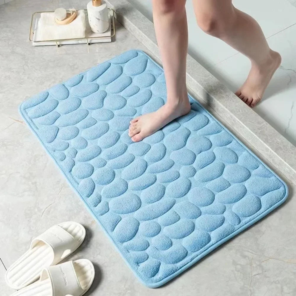 Cobblestone Bath Mat — Non-Slip, Fast-Dry Microfiber Rug
