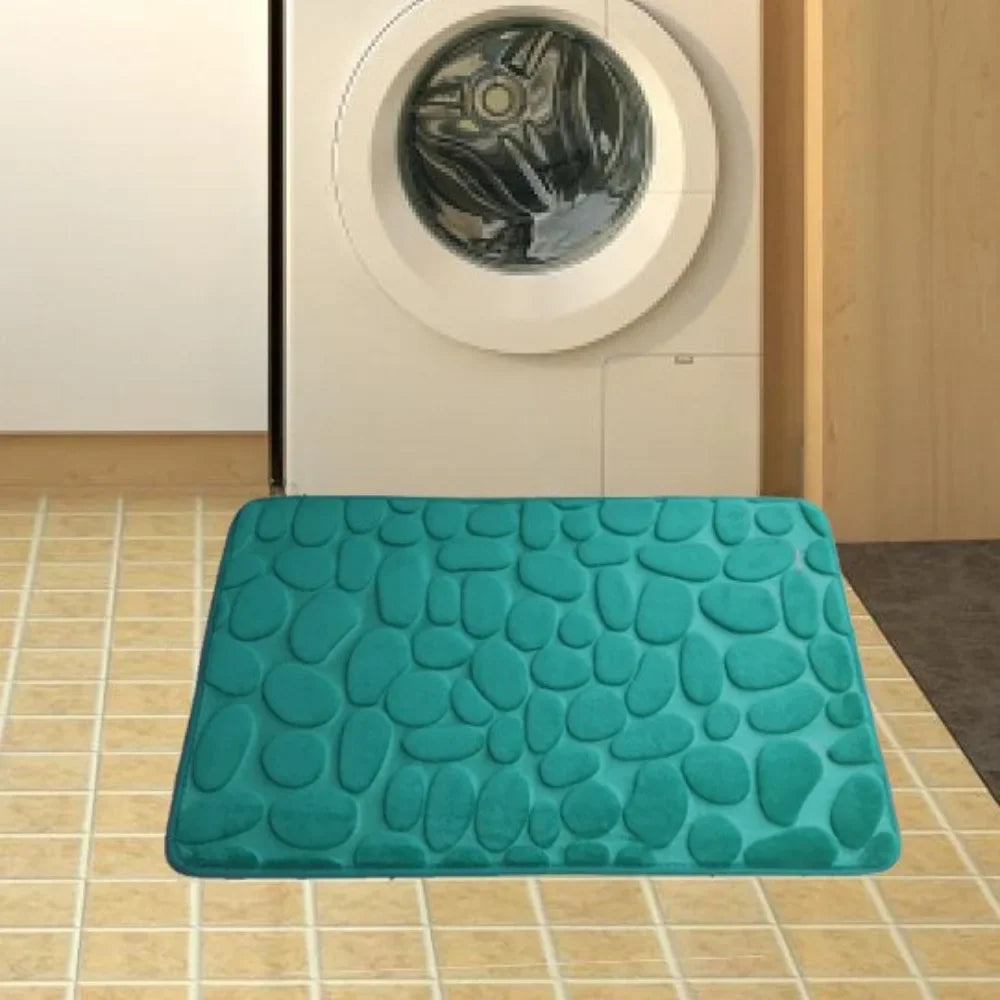 Cobblestone Bath Mat — Non-Slip, Fast-Dry Microfiber Rug