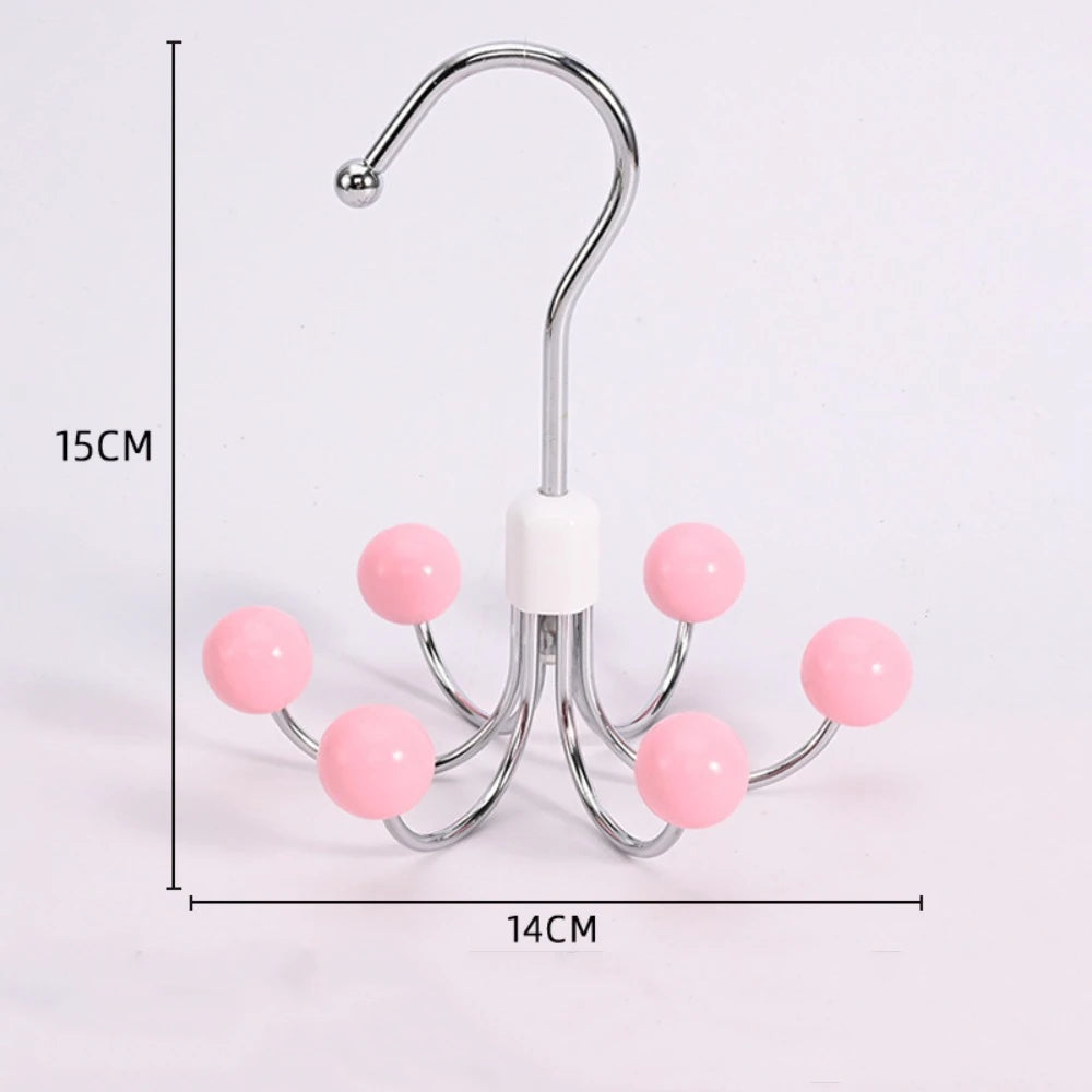 360° Rotating 6‑Claw Wooden‑Ball Clothing Organiser Hook — Space‑Saving Multipurpose Hanger for Scarves, Garments and Accessories