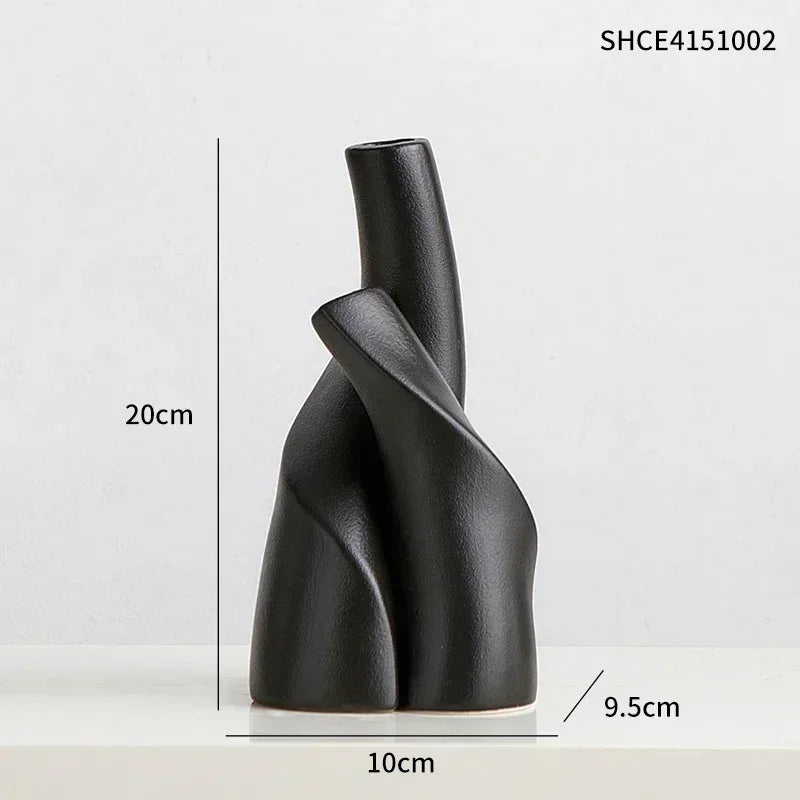 Desktop Vase, Handmade Frosted Ceramic, Irregular Shape For Dried Flowers And Hydroponics
