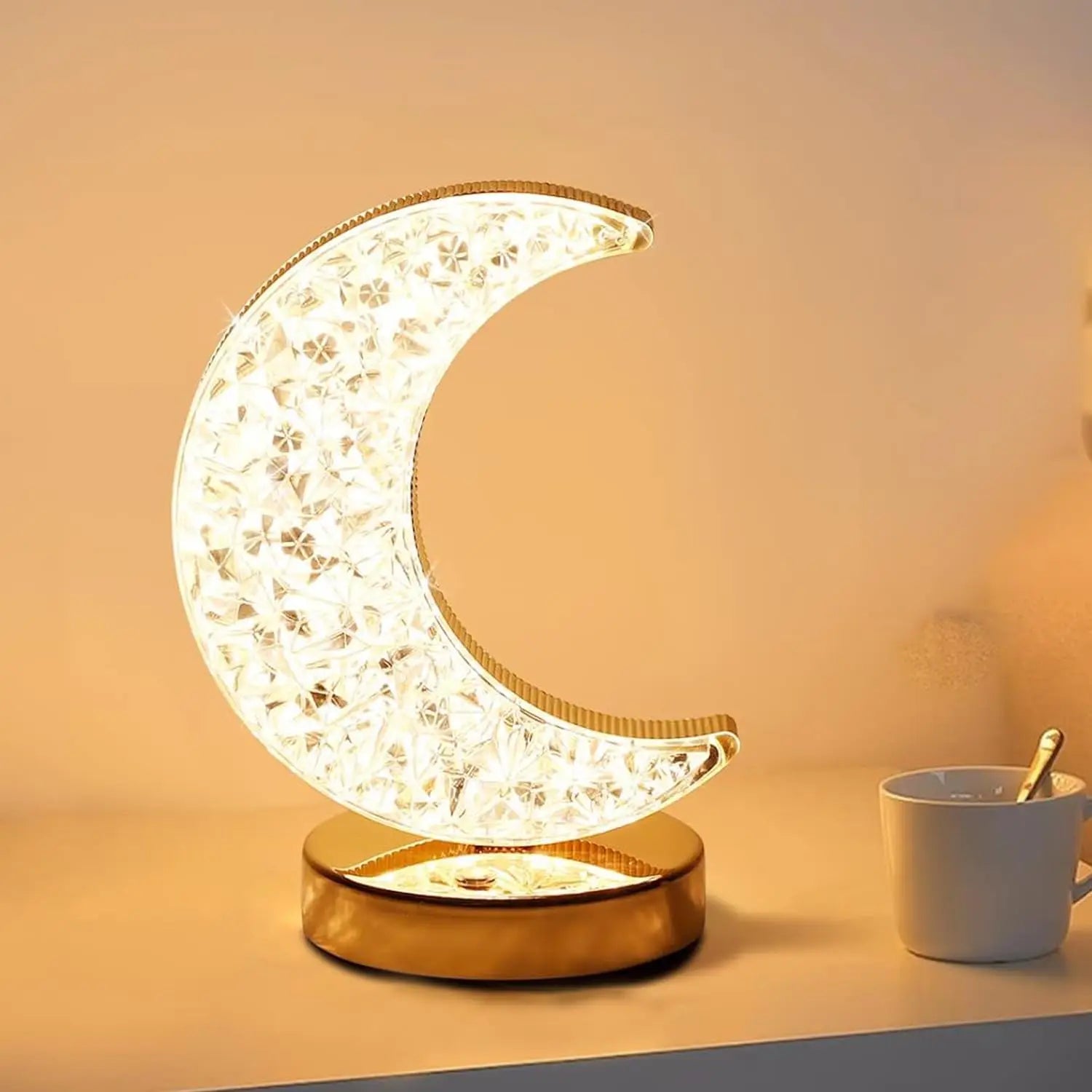 Bedside Night Light With 3-Colour Touch Dimmer And Moon And Stars Projection