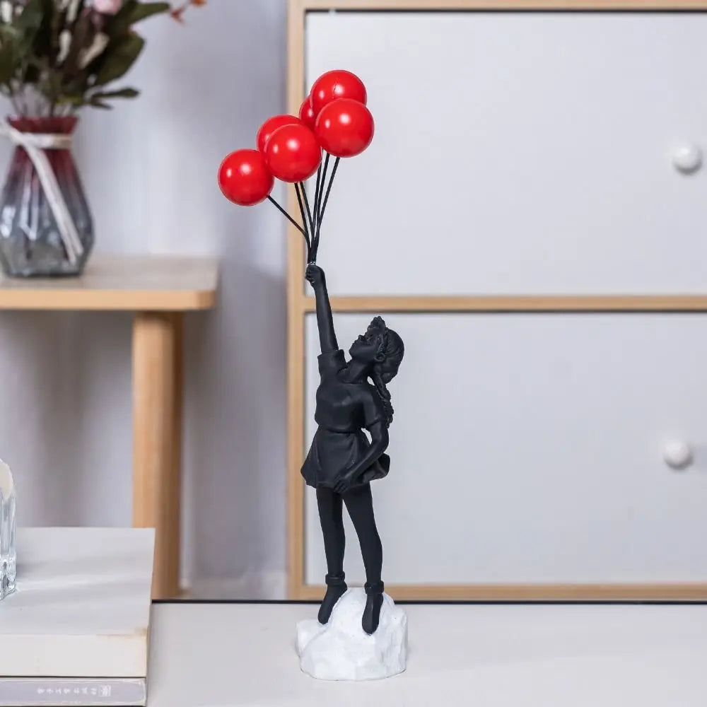 Resin Sculpture, Balloon Girl Desktop Figurine With Low-Odor Finish For Quiet Spaces