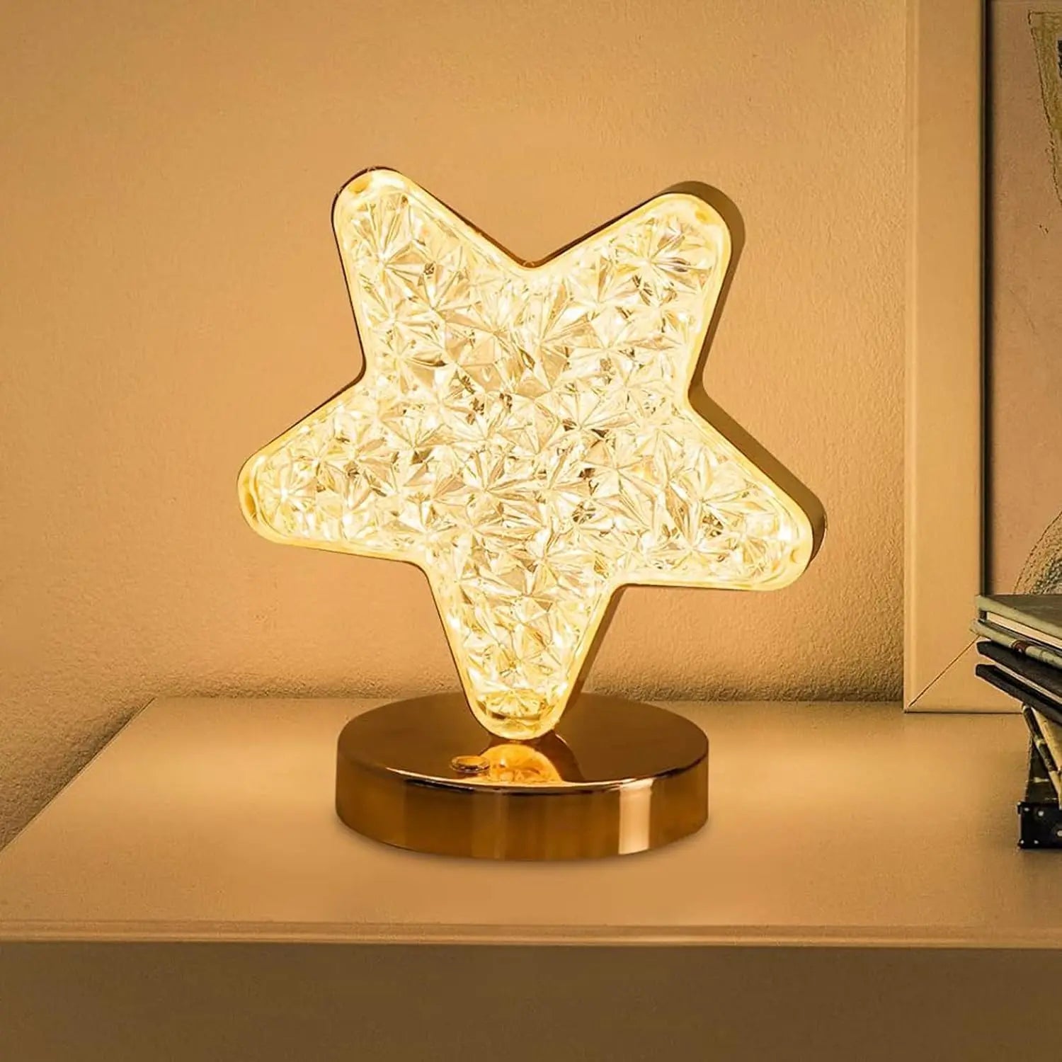 Bedside Night Light With 3-Colour Touch Dimmer And Moon And Stars Projection