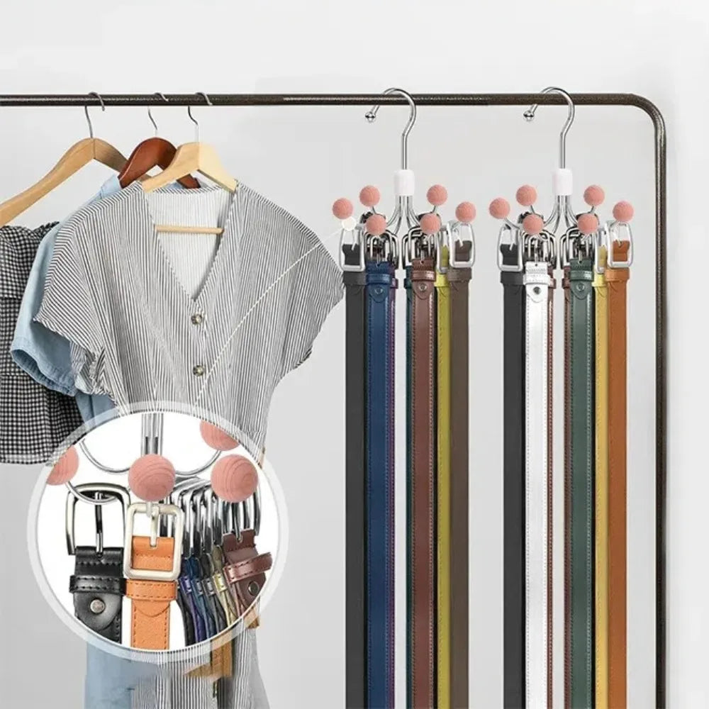 360° Rotating 6‑Claw Wooden‑Ball Clothing Organiser Hook — Space‑Saving Multipurpose Hanger for Scarves, Garments and Accessories