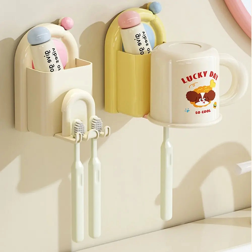 Sleek No-Drill Suction Toothbrush & Toothpaste Organiser