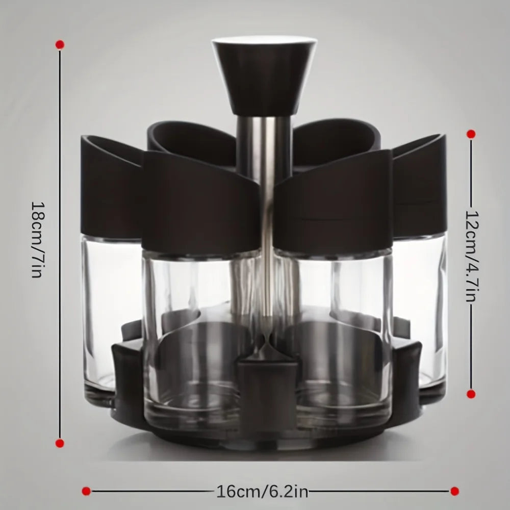 Modern 6-Jar Rotating Spice Rack — Sleek Countertop Organiser