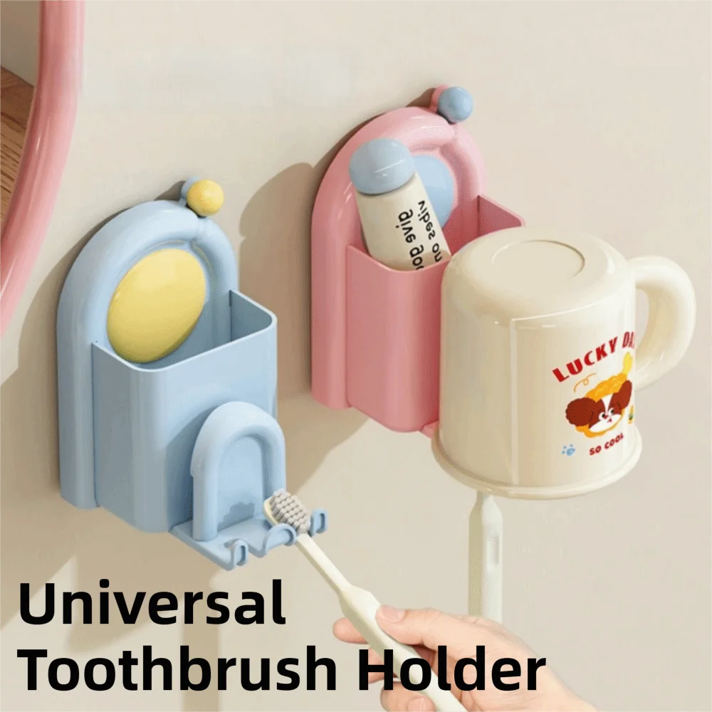 Sleek No-Drill Suction Toothbrush & Toothpaste Organiser