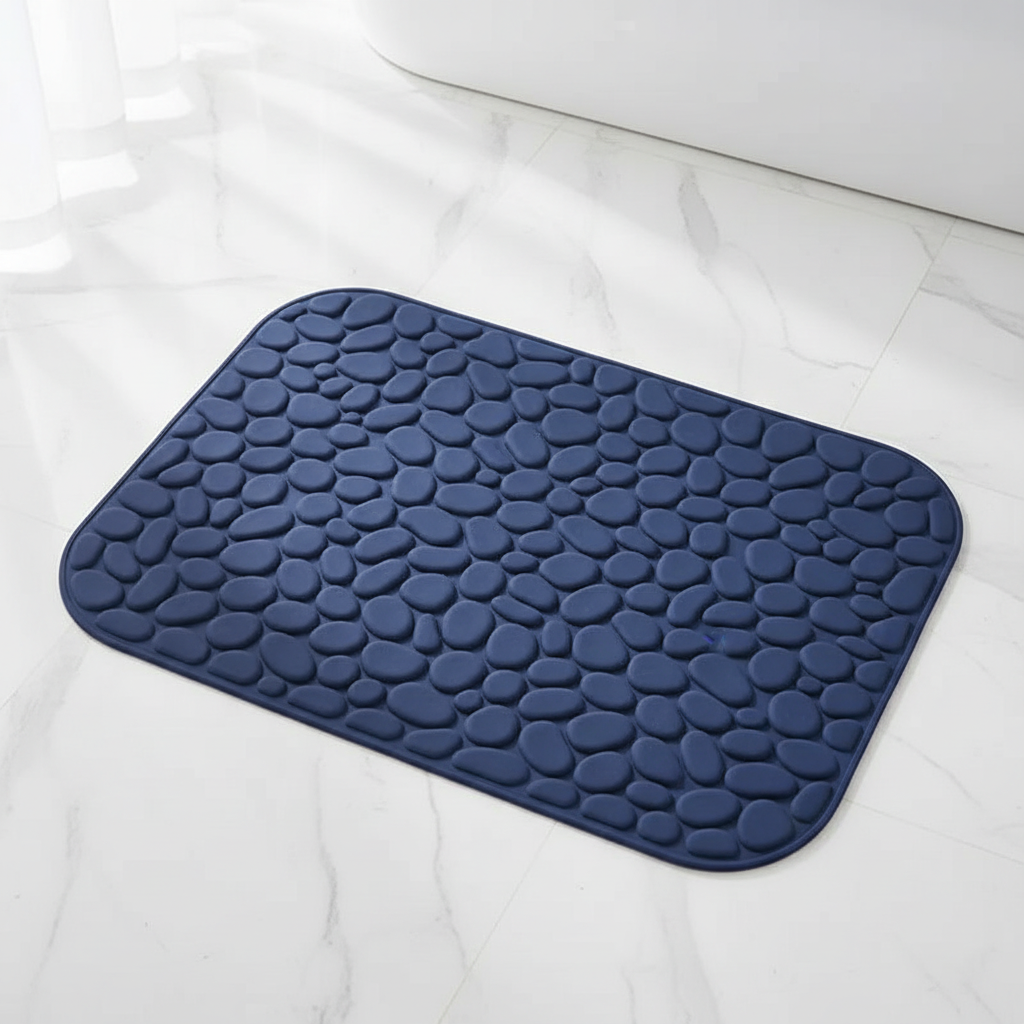 Cobblestone Bath Mat — Dark Blue