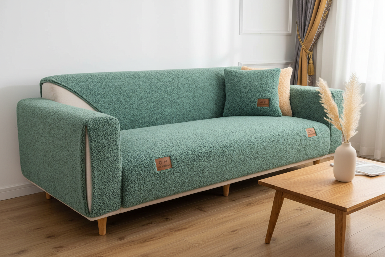 ZeniCloud Sherpa Sofa Protector – Sage Green